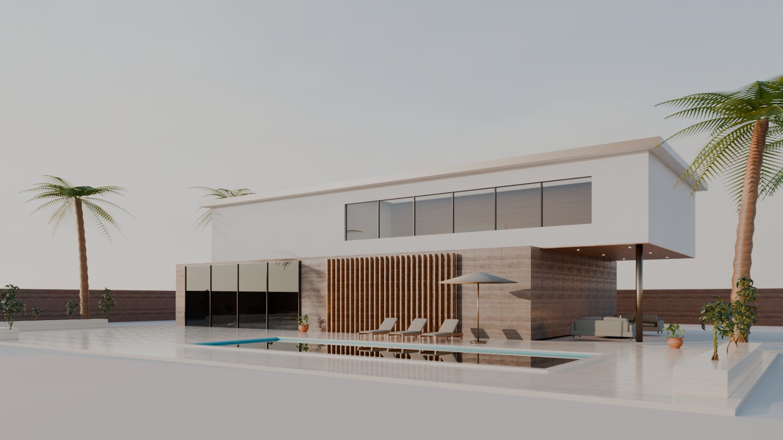 Desert Villa, Exterior · golden hour